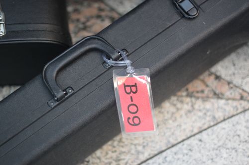 trombone case with luggage tag