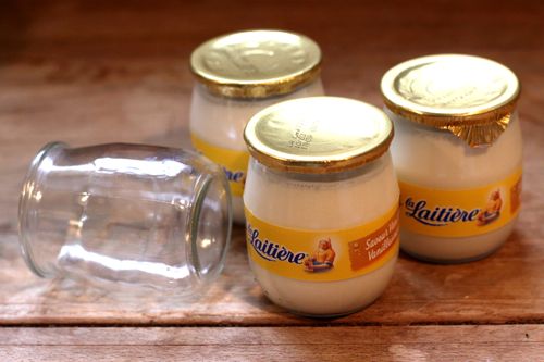 french glass yogurt container