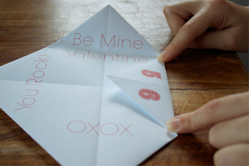 folding valentine fortune teller from free printable