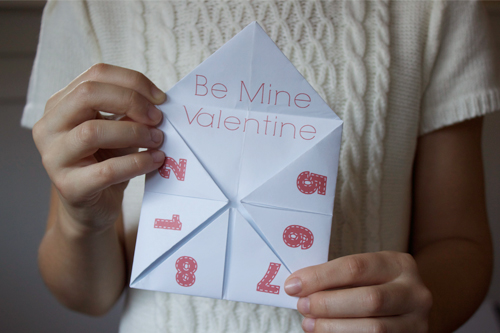 valentine fortune teller is a candy-free classroom activity, make one with this free printable
