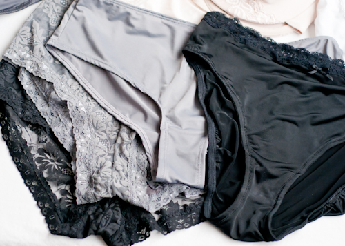 light grey and dark grey panties