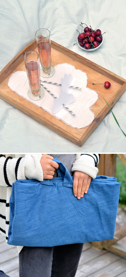 Big & Small Project: Grownups make the Cloud Picnic Blanket with Carrying Handles, while Children make the Simple Cloud Napkins.  |  Design Mom