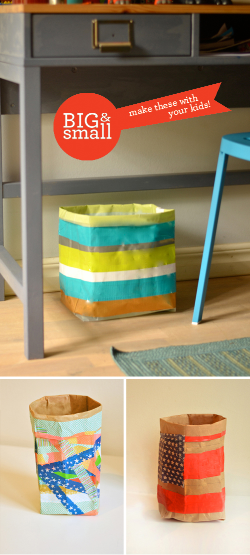 Big & Small Project: Household Containers for Organizing Your Stuff. Grownups use Duct Tape and Kids use Washi Tape. Work side-by-side and make something great!   |   Design Mom