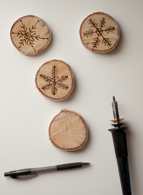 DIY: Etched Snowflake Ornaments in Birch. So easy! | Design Mom - Etched Snowflake Ornaments in Birch featured on top lifestyle blog, Design Mom