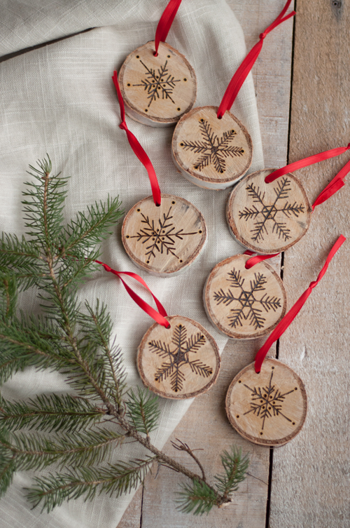 DIY: Etched Snowflake Ornaments in Birch. So easy! | Design Mom - Etched Snowflake Ornaments in Birch featured on top lifestyle blog, Design Mom