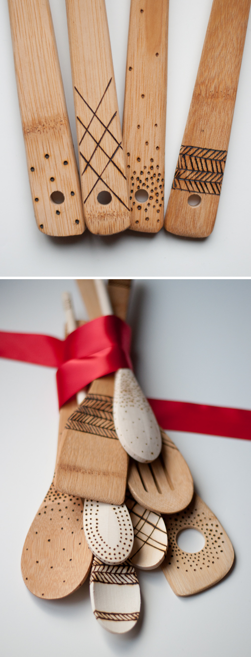 DIY: Etched Wooden Spoons. No paint, so they're food safe! | Design Mom | Etched Wooden Spoons tutorial featured by popular lifestyle blogger, Gabrielle of Design Mom