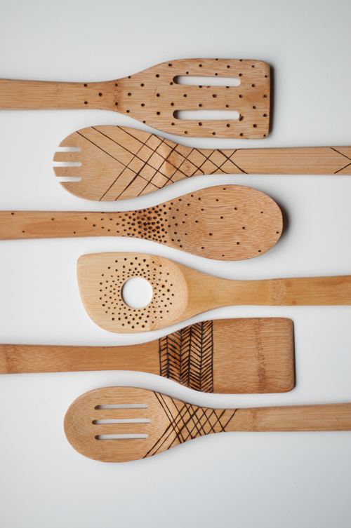 Gorgeous Handmade Gift Ideas featured by top US lifestyle blog, Design Mom: etched wooded spoons