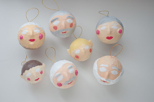 DIY Papier Maché Ornaments. Santa, Mrs. Claus & Elves!   |   Design Mom