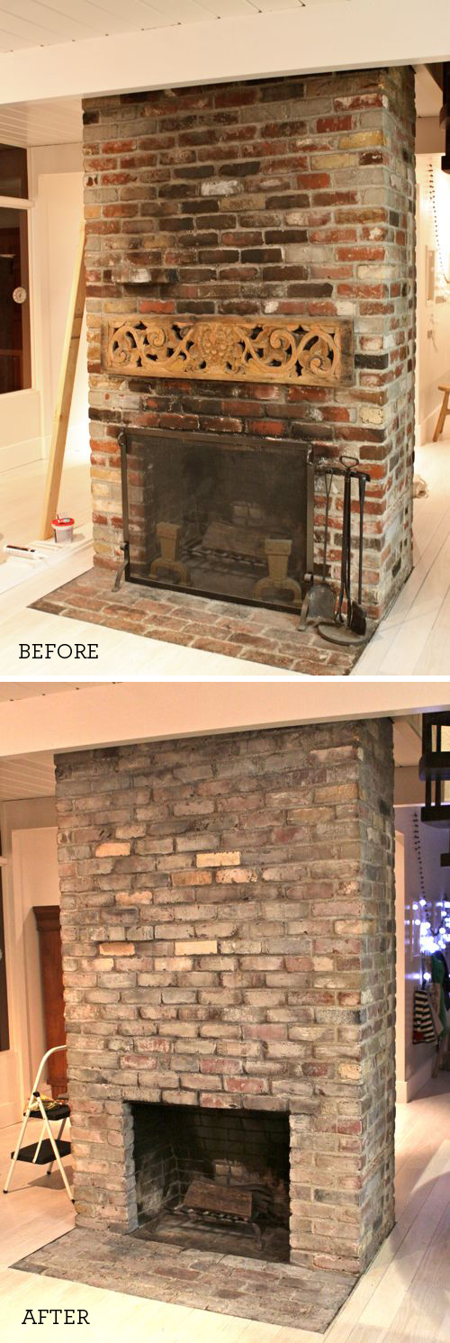 Whitewashed Bricks Before & After | Design Mom - Whitewashed Bricks Tutorial featured on top lifestyle blog, Design Mom - Whitewashed Bricks Tutorial featured on top lifestyle blog, Design Mom