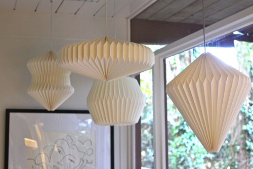 Origami Pendant Lamps. From The Treehouse Living Room Tour. | Design Mom