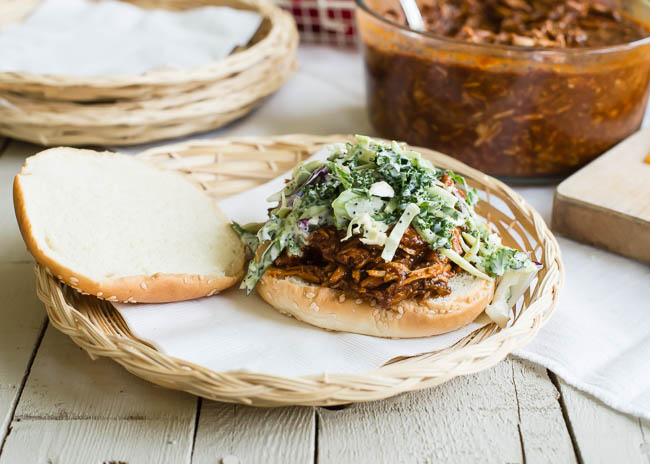 Slow Cooker Recipe: Pulled Pork Sandwiches with Homemade Coleslaw   |   Design Mom   #crockpot