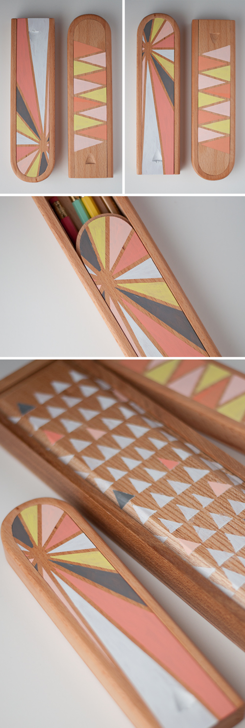 DIY: Pretty Painted Pencil Boxes. Good looking on your desk, and they make a great gift!   |   Design Mom