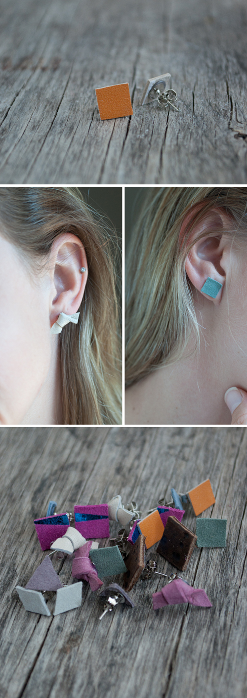DIY: Tiny Leather Earrings. Easy and Inexpensive and Cute!   |   Design Mom