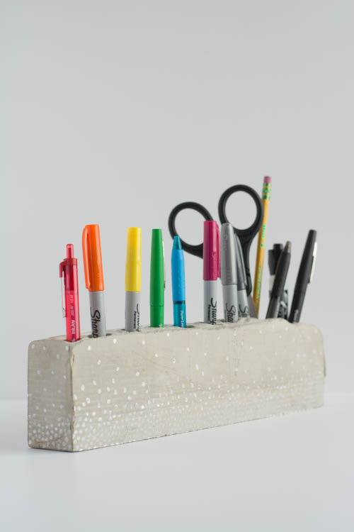 Gorgeous Handmade Gift Ideas featured by top US lifestyle blog, Design Mom: cement pencil holder