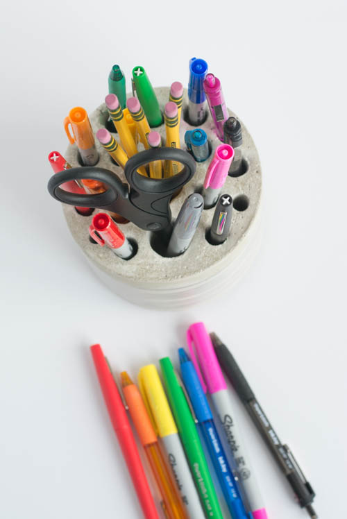 DIY: Cement Desk Organizer and Pencil Holder   |   Design Mom