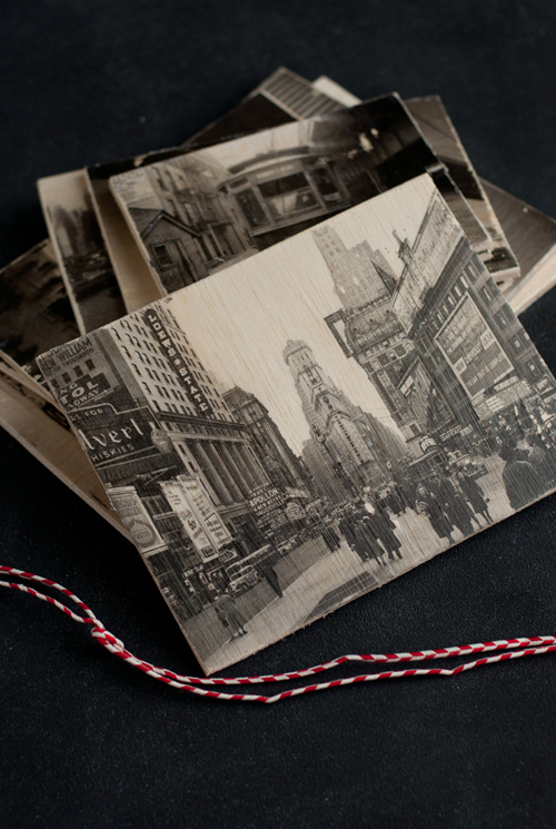 DIY: Wooden postcard with photo transfers. So cool!