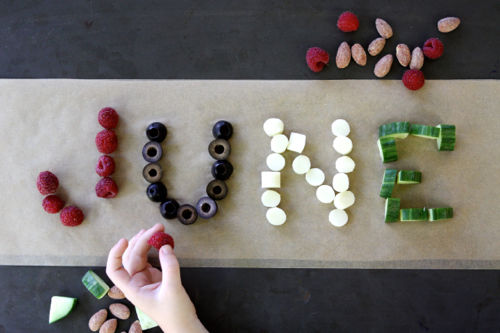 After-school snack idea: write your name with food! Easy and fun. (And YUMMY!)