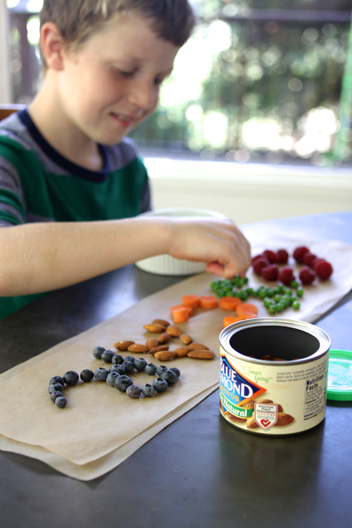 Play with your food! Write your name using different ingredients. EASY & FUN after-school snack.
