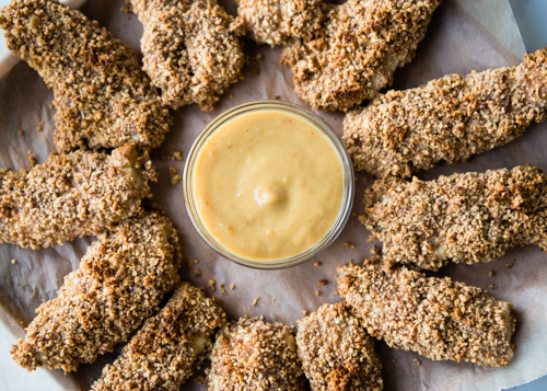 Homemade Baked Chicken Tenders with Apricot Mustard Sauce