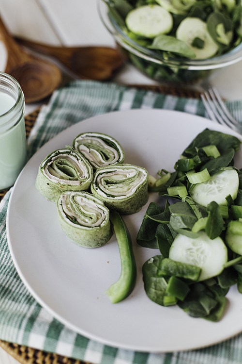 Shamrock Pinwheel Sandwiches & Irish Green Salad for St. Patrick’s Day 