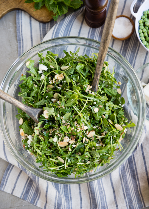 spring salad with arugula and pea shoots-2