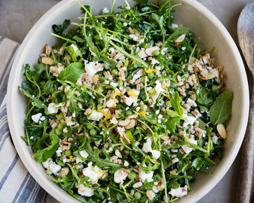 spring salad with arugula and pea shoots-5