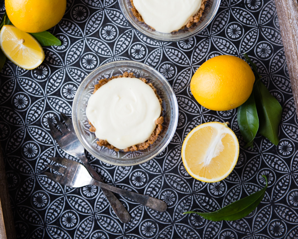 Lemony, creamy tarts with gingery cookie crust