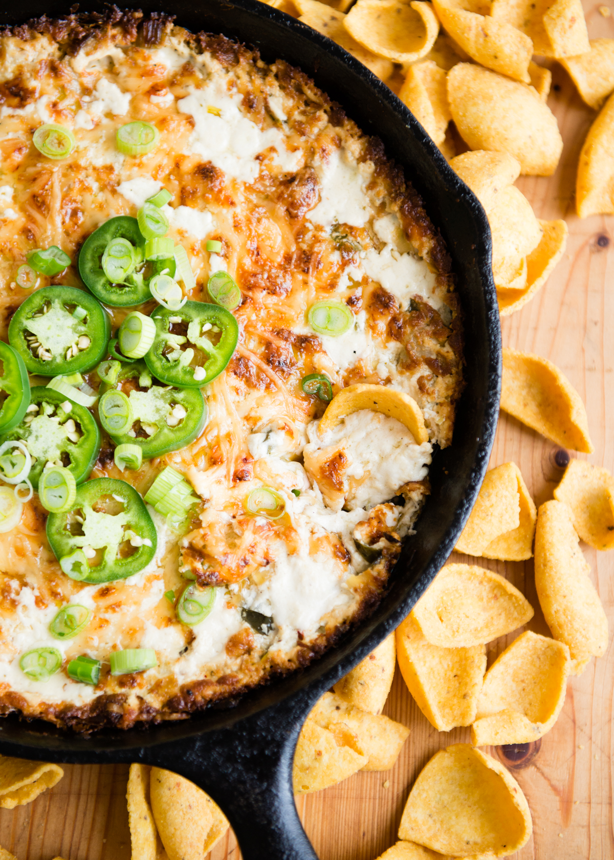 Hot and Bubbly Jalapeño Artichoke Dip with Corn Chips | DesignMom.com