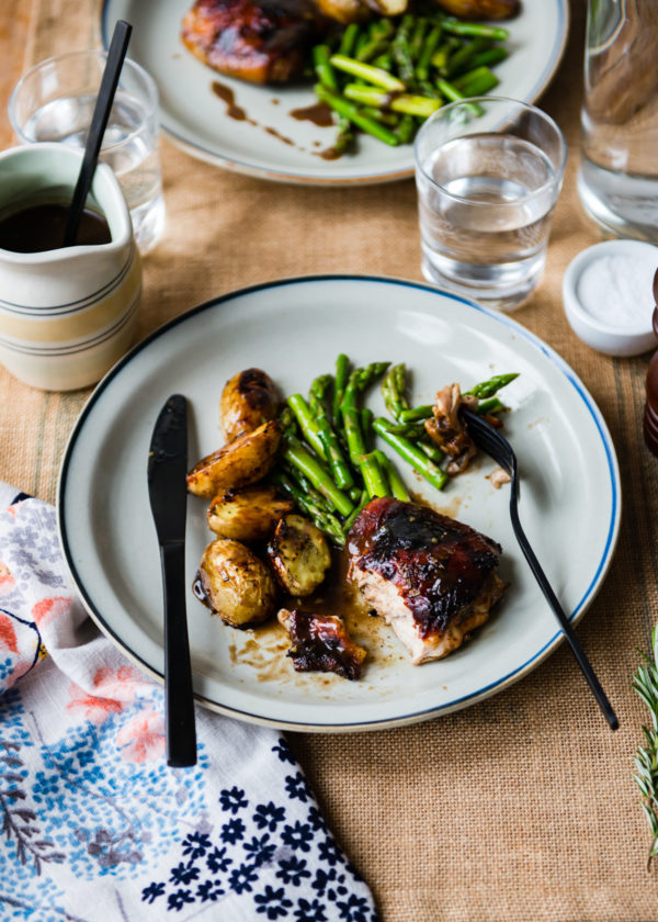 Flavorful Rosemary Balsamic Chicken Sheet Pan Dinner with Potatoes and Asparagus | rosemary balsamic chicken recipe featured by popular lifestyle blogger, Gabrielle of Design Mom