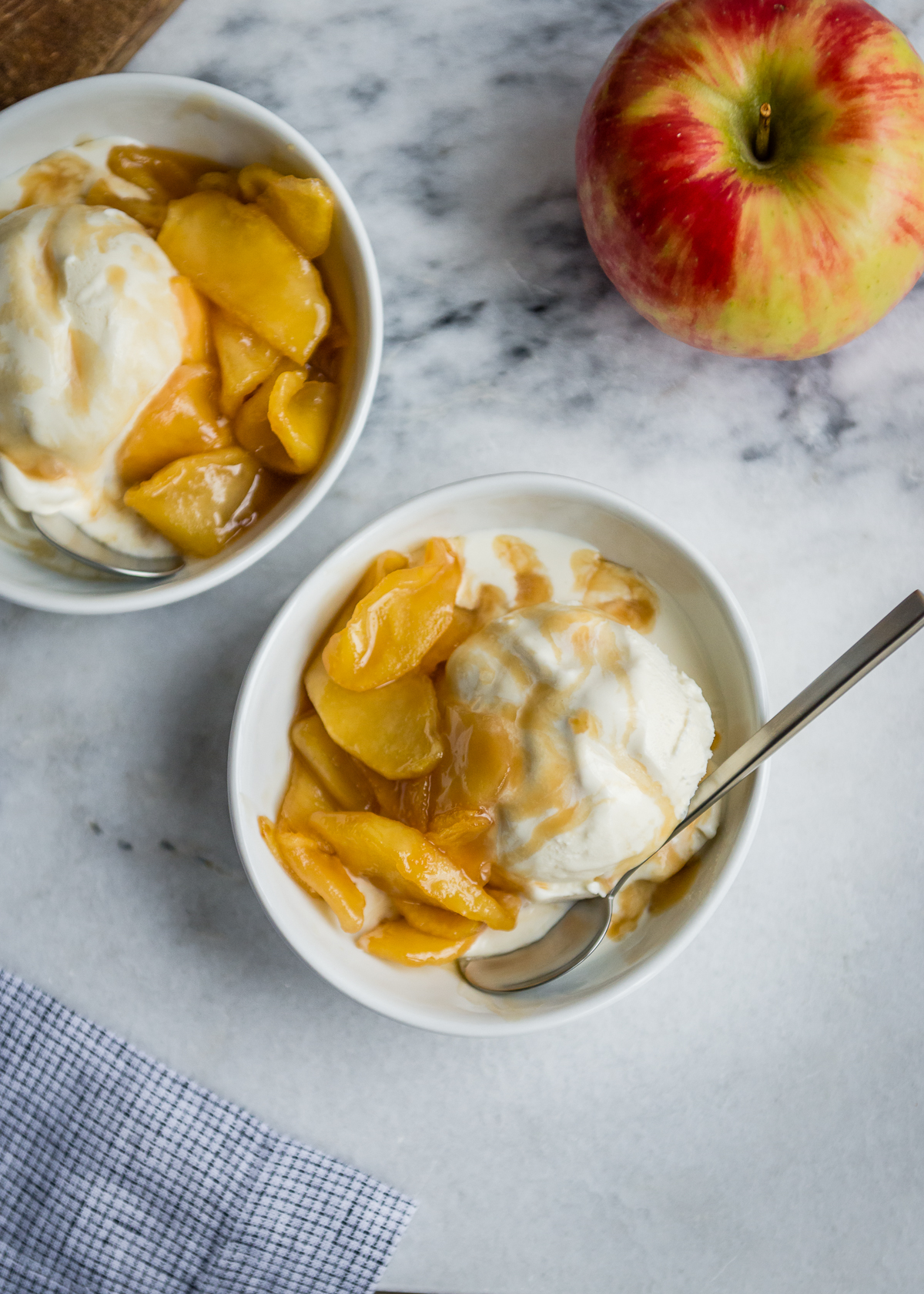 Dessert For Two: Sautéed Caramel Apples and Vanilla Ice Cream | DesignMom.com
