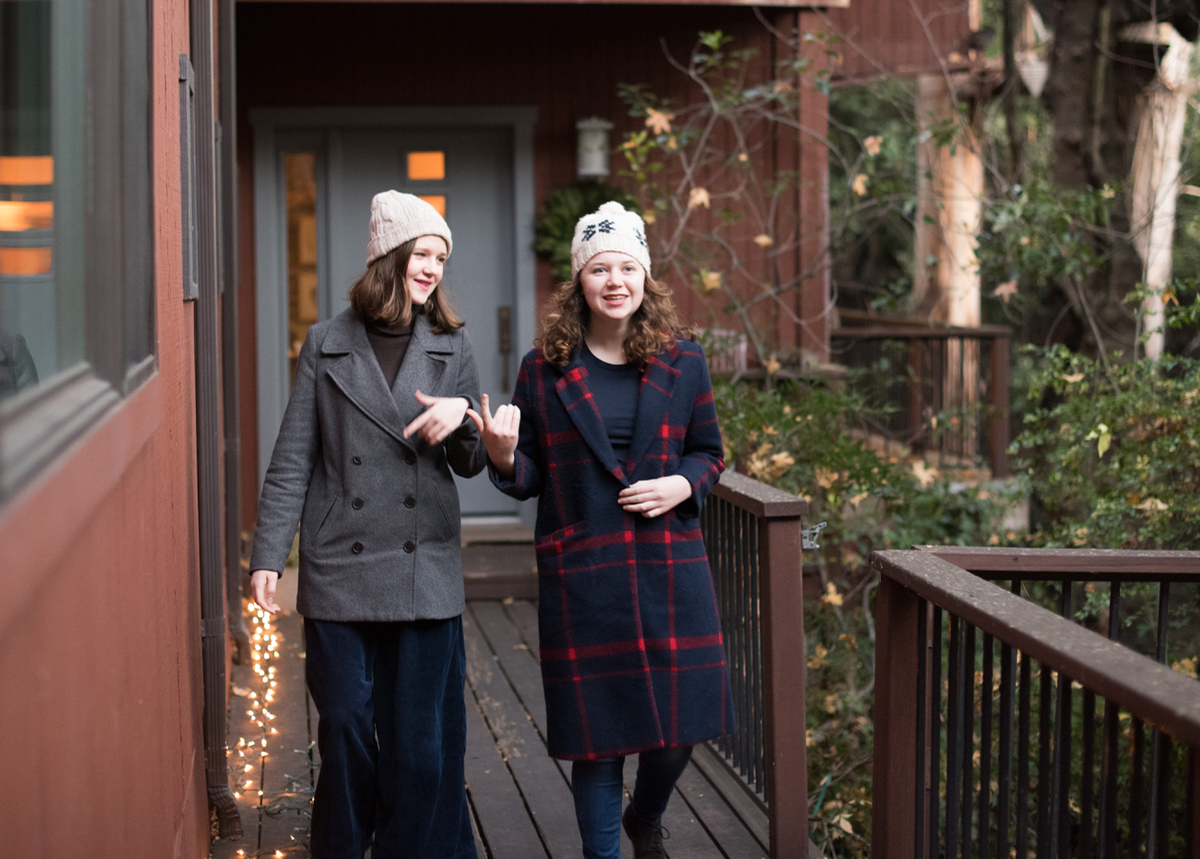 New Family holiday traditions featured by top US lifestyle blog, Design Mom: image of sisters going out