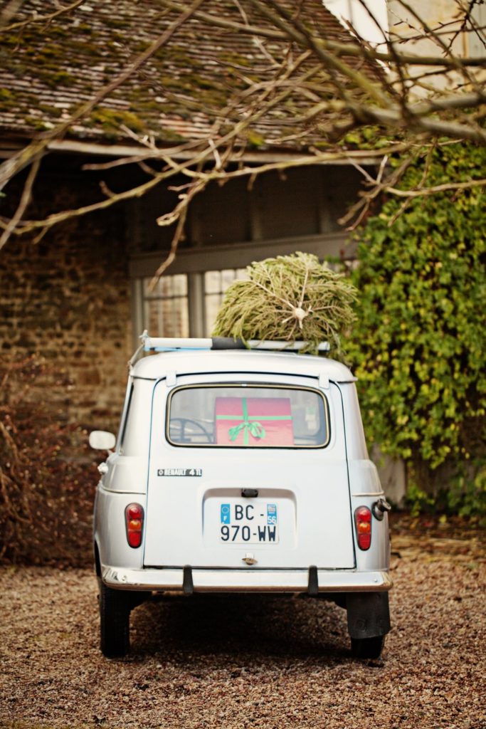 vintage car french countryside christmas